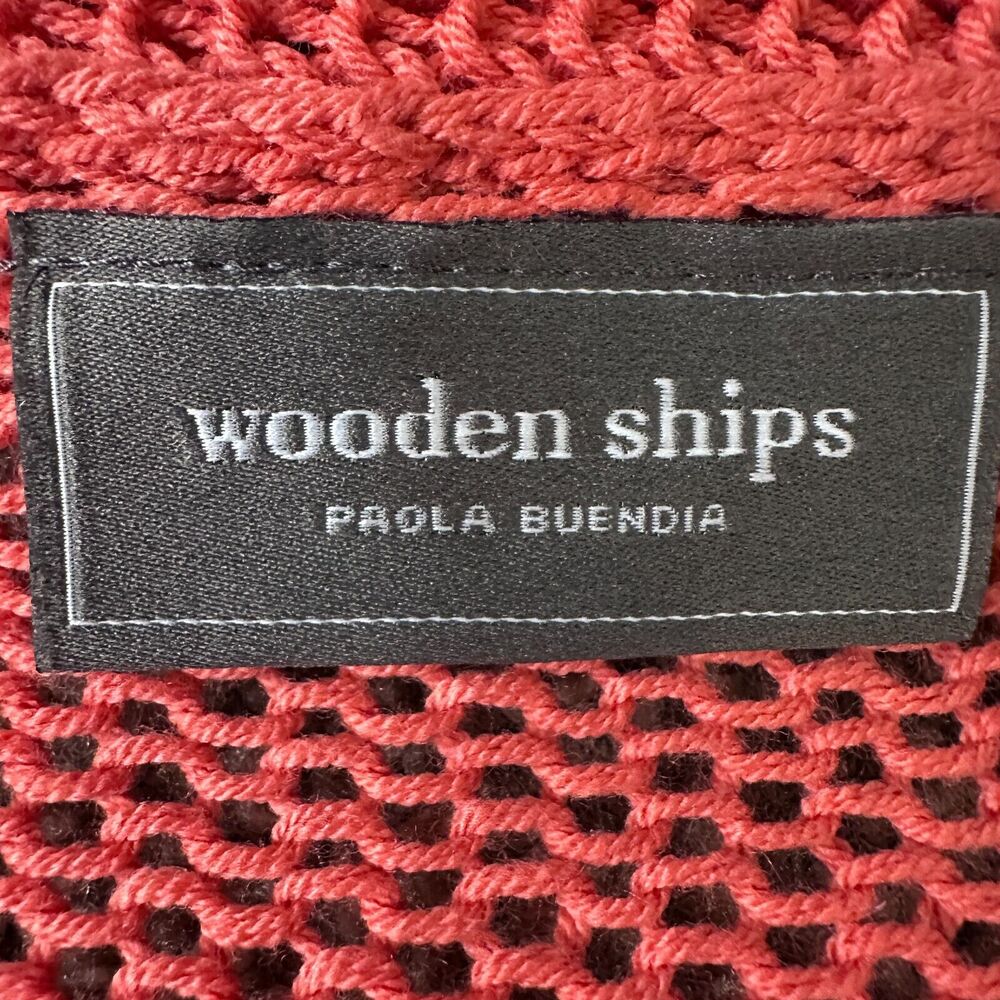 Wooden Ships Cardigan Sweater Women’s XS Open Light Cotton Knit Pinkish Orange - Picture 6 of 10